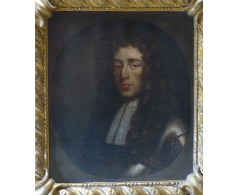 Follower of William Wissing, Portrait of King William III and companion of Queen Mary II, each painted in an oval, oil on can