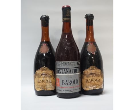 SELECTION OF THREE BOTTLES OF VINTAGE BAROLO
A selection of three Vintage bottles of Barolo, comprising: one FONTANAFREDDA 19