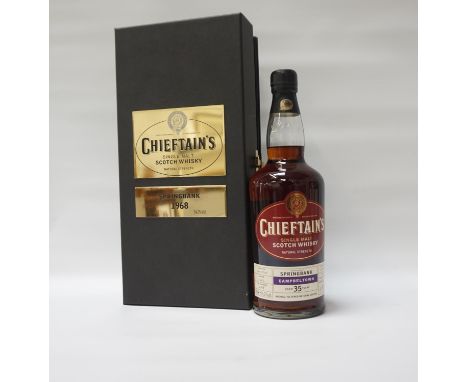 SPRINGBANK 1968 CHIEFTAN'S
A nice presentation of the Springbank 35 Year Old 1968 Vintage Single Malt Scotch Whisky.  70cl.  