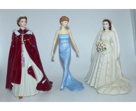 2 boxed Royal Worcester figures of Queen Elizabeth II , to commemorate the 80th Birthday in 2006 and her diamond wedding anni