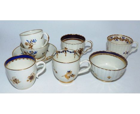 A group of Caughley blue and gilt teawares c1785-95good condition