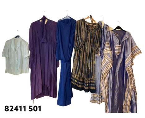 A 1940/50's to 1980's vintage clothing including a 1940/50's St Michaels rayon blouse (underarms have been patched)four dress
