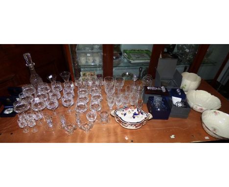 Large quantity of Waterford crystal glass including glasses , glass gavel , candle holders , a clock  and other glass , toget