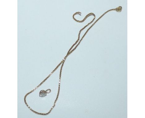 A diamond pendant , with a single set diamond brilliant cut susppened on a 9ct chain AF