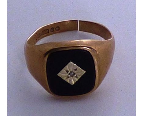 9ct gold black enamel signet ring broken