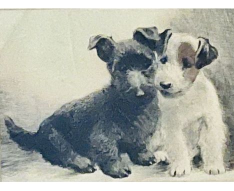 A 20th century portrait of two terriers, framed.&nbsp;19cm H x 27cm W