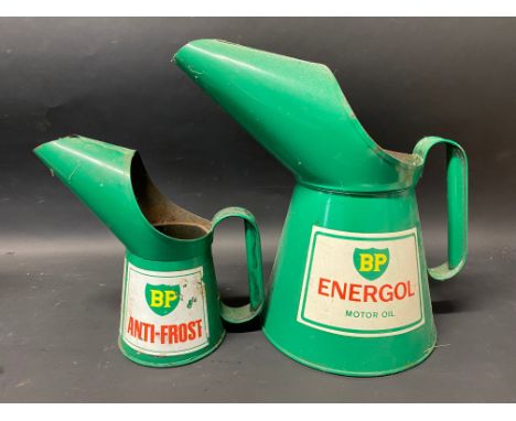 A BP Energol Motor Oil half gallon measure in excellent condition, plus a BP Anti-Frost pint measure.