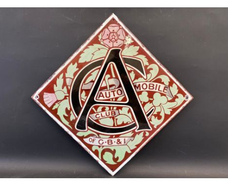 A rare and early Automobile Club of Great Britain and Ireland lozenge shaped enamel sign with some professional restoration, 