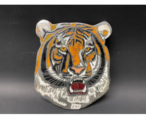 A Manhattan Windsor of Birmingham part enamel tiger identification plaque, 5 1/4 x 6 1/2". 