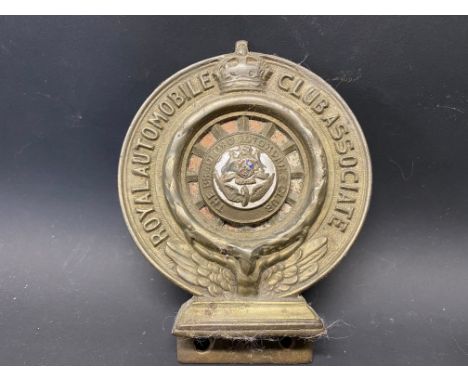 An RAC Associate car badge with Bradford Automobile Club centre. 