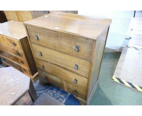 Veneered oak four flight chest of drawers 