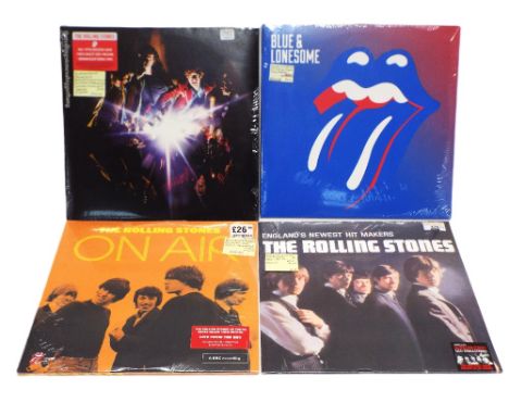 Four Rolling Stones LP's all still sealed, Foreign Issues, Bigger Bang and Blue and Lonesome, French press, and The Rolling S