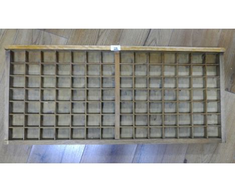 Wooden printing letter press tray/drawer, +/- 36 cm x 82 cm