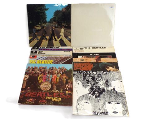 Eleven Beatles LP's, White Album, Help, Revolver, Please Please Me, Sgt. Pepper, Let It Be, Abbey Road, Beatles for Sale, Rub