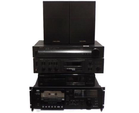 Four music separates, Akai stereo tuner Model 80-K02L, Akai stereo integrated amplifier AM-U02, Pioneer compact disc player P