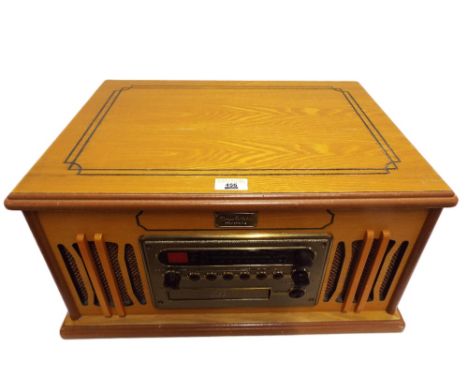 Vintage gramophone form radio CD record player with three speed turntable for 33, 45 and 78  