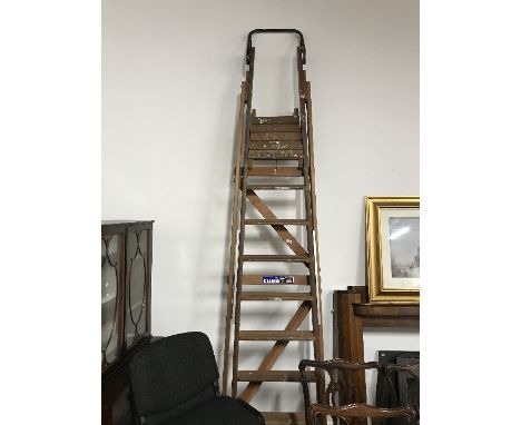 LARGE PAIR OF WOODEN STEP LADDERS