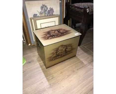 VINTAGE METAL GALLEON COAL BOX