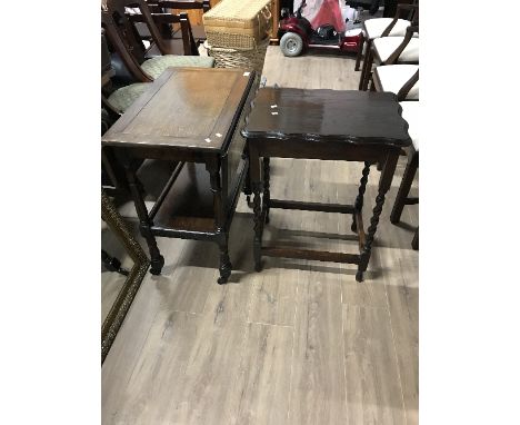 VINTAGE DROP LEAF TEA TROLLEY & BARLEY TWIST TABLE