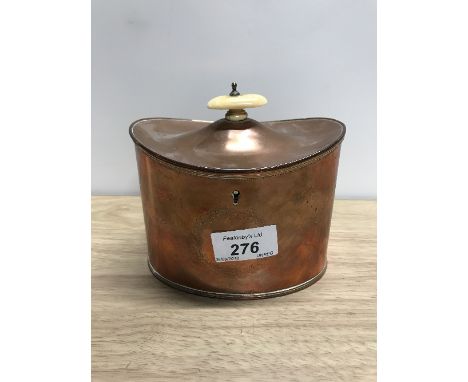 EARLY 19TH CENTURY COPPER TEA CADDY (WAS SILVERED) HINGE NEEDS ATTENTION