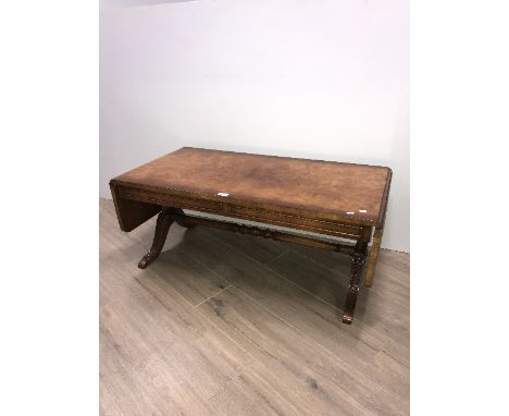 BURR WALNUT VENEER SOFA TABLE