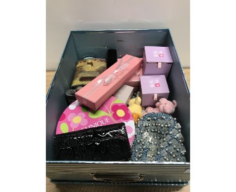 1 BOX ASSORTED GOODS INCLUDING TED BAKER FLASK JEWELLERY ETC