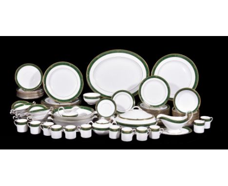 A modern Spode bone china 'Chardonnay' part dinner service, comprising: an oval tureen and cover; a pair of vegetable dishes;