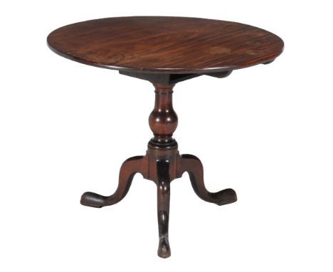 A George III mahogany tripod table, circa 1780, with birdcage type action, 71cm high, 86cm diameter
