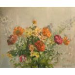 J. Ducasse, 20th Century French School, a still life study of flowers, oil on canvas, 21.25" x 25.5"