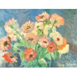 20th Century French School, a still life study of flowers, oil on canvas, indistinctly signed, 15" x