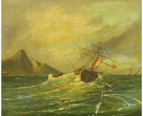 19th Century French School, A Seascape, oil on canvas, 15" x 18" (38 x 46cm).