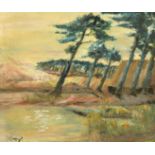 20th Century French School, an extensive impressionist landscape, oil on board, indistinctly signed,