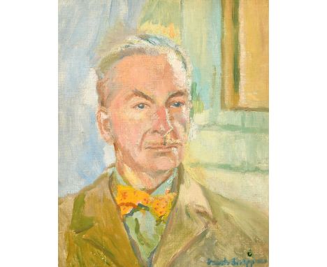 Faith Sheppard (20th Century) Study of Edmund Barraclough in a bow tie, oil on canvas, 18" x 15".