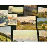 A folio of watercolour drawings by Godeau, 20th Century, (q).