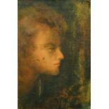 19th/20th Century French School, an ethereal head study, oil on canvas laid down, 15" x 10" (38 x