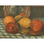 Mid-20th Century French School, a still life study of fruit on a platter, oil on canvas,