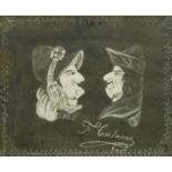 19th Century French School, a novelty chalk drawing, indistinctly signed, 18" x 22.5" (46 x 57cm).