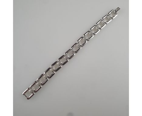 Vintage-Armband - Henkel &amp;amp; Grosse (Pforzheim), silberfarbenes Metall, Band aus mit Stegen verbundenen quadratischen G