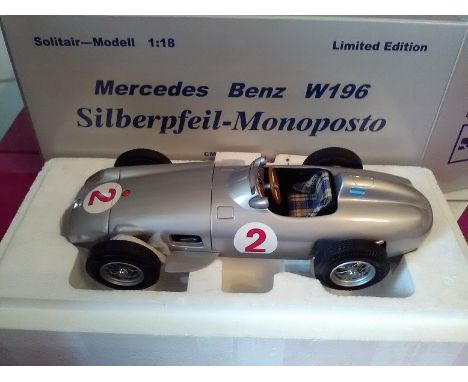 Mercedes Benz W196 1954 Silver arrow Fangio World Champion number 2 silver 1:18 Solitair Silberfeil Monoposto Die Cast Limite