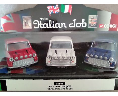 Corgi The Italian Job Three Minis 1:36 scale model die cast cars in original display box and packaging . Good condition coupl