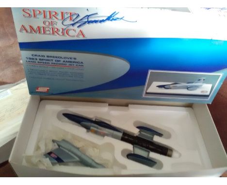 Spirit of America die cast comes in original box. Craig Breedlove's 1963 Spirit of America Land Speed Record Jet Car. 1:43 sc