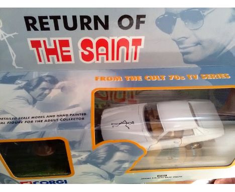 Corgi Return of the Saint white Jaguar XJS with The Saint figure 1:36 scale model die cast car in original display box and pa