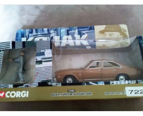 Corgi Kojak Buick with Kojak figure 1:36 scale model die cast car in original display box and packaging . Good condition slig