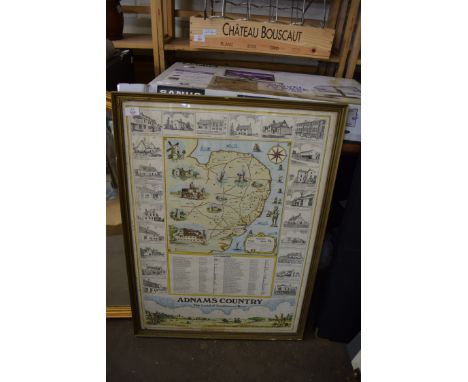 BREWERY INTEREST - ADNAMS COUNTRY LAND OF TRADITIONAL BEER ADVERTISING PRINT, FRAMED AND GLAZED