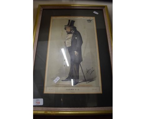VANITY FAIR PRINT ,"THE STATESMAN" NO 52, GILT FRAMED AND GLAZED, 48CM HIGH