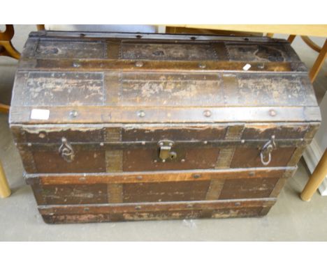 WOODEN BOUND DOME TOP TRUNK, 76CM WIDE