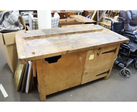 VINTAGE WOODEN WORK BENCH, 153CM WIDE