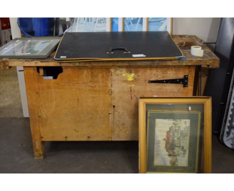 LARGE VINTAGE WORK BENCH, 150CM WIDE