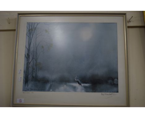 HUGH BRANDON-COX, SOLITUDE, LTD ED PRINT NO 7/50, SIGNED IN PENCIL, FRAMED AND GLAZED, 63CM WIDE