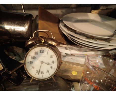 Collection of mixed items including vintage mincer, ceramic plates, glassware etc. Not available for in-house P&amp;P, contac